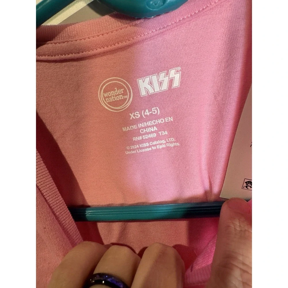 wonder nation KISS girls‎ pink crop top short sleeve shirt size XS 4 5